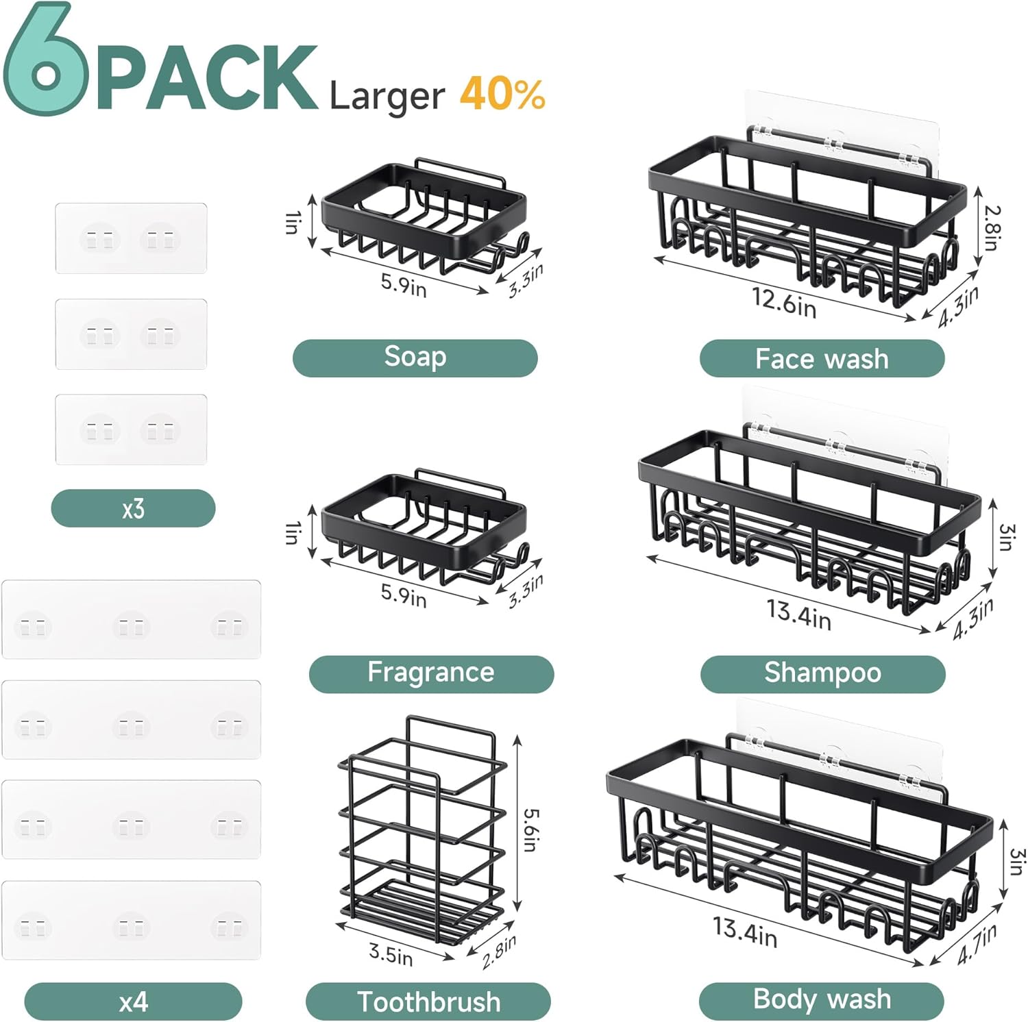 Stainless Steel Shower Caddy 6-Pack