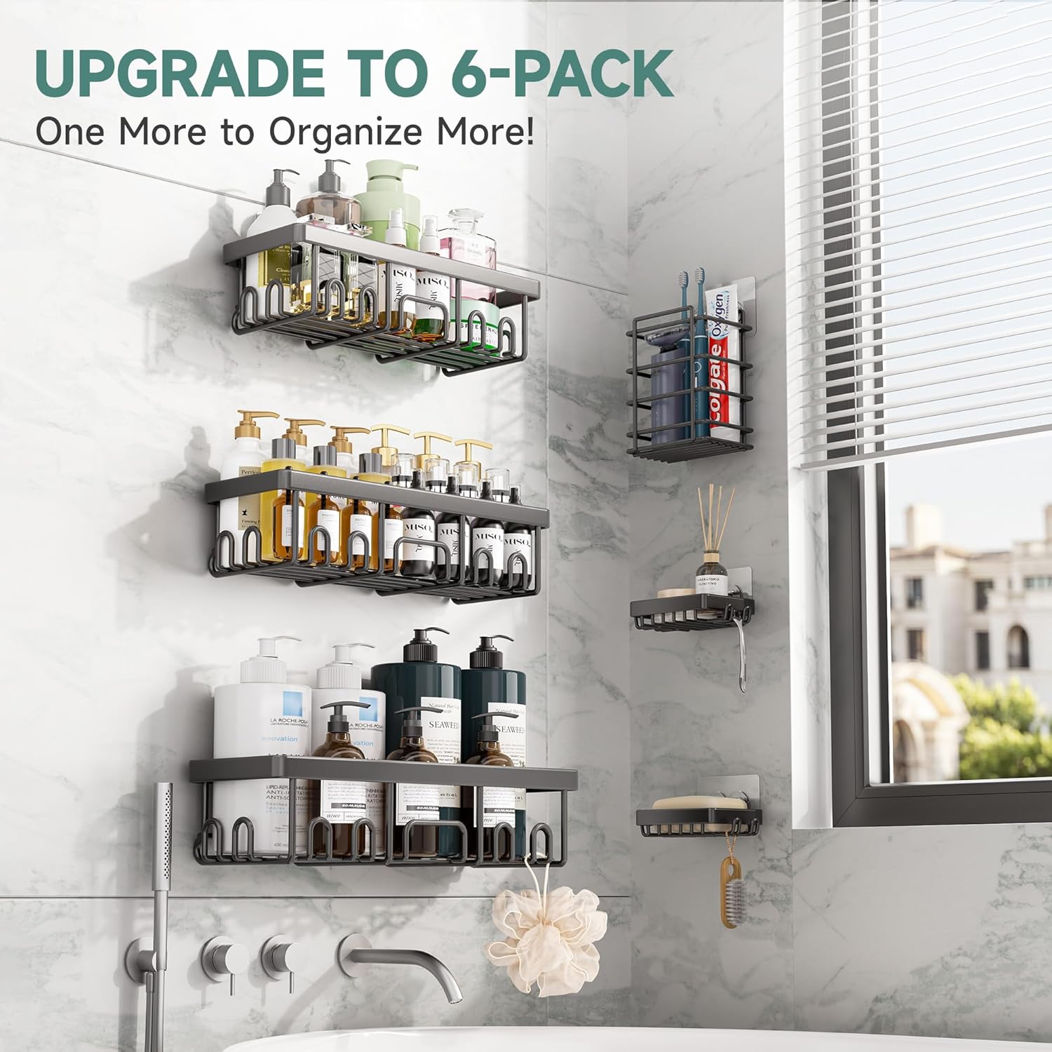 Stainless Steel Shower Caddy 6-Pack